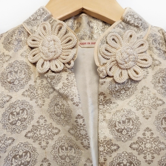 GOLD LAMÉ Brocade Evening Jacket New Haute Couture 1955-1960 Vintage Medium - Picture 4 of 16